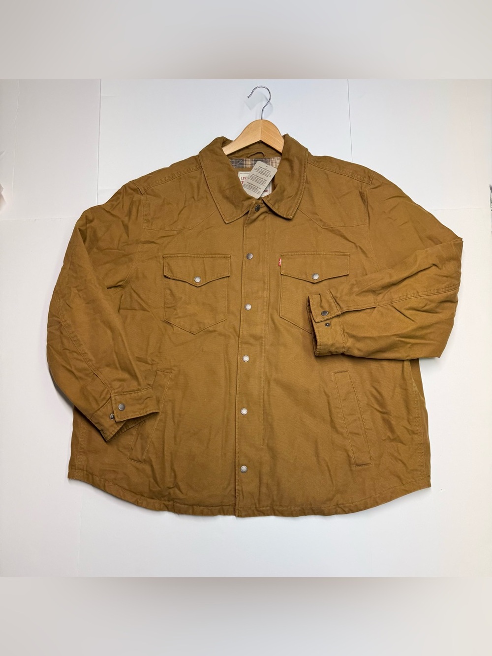 Levis Jacket Men’s Size 3XL Full Flannel Plaid Lined Full Zip Snap Button NWT